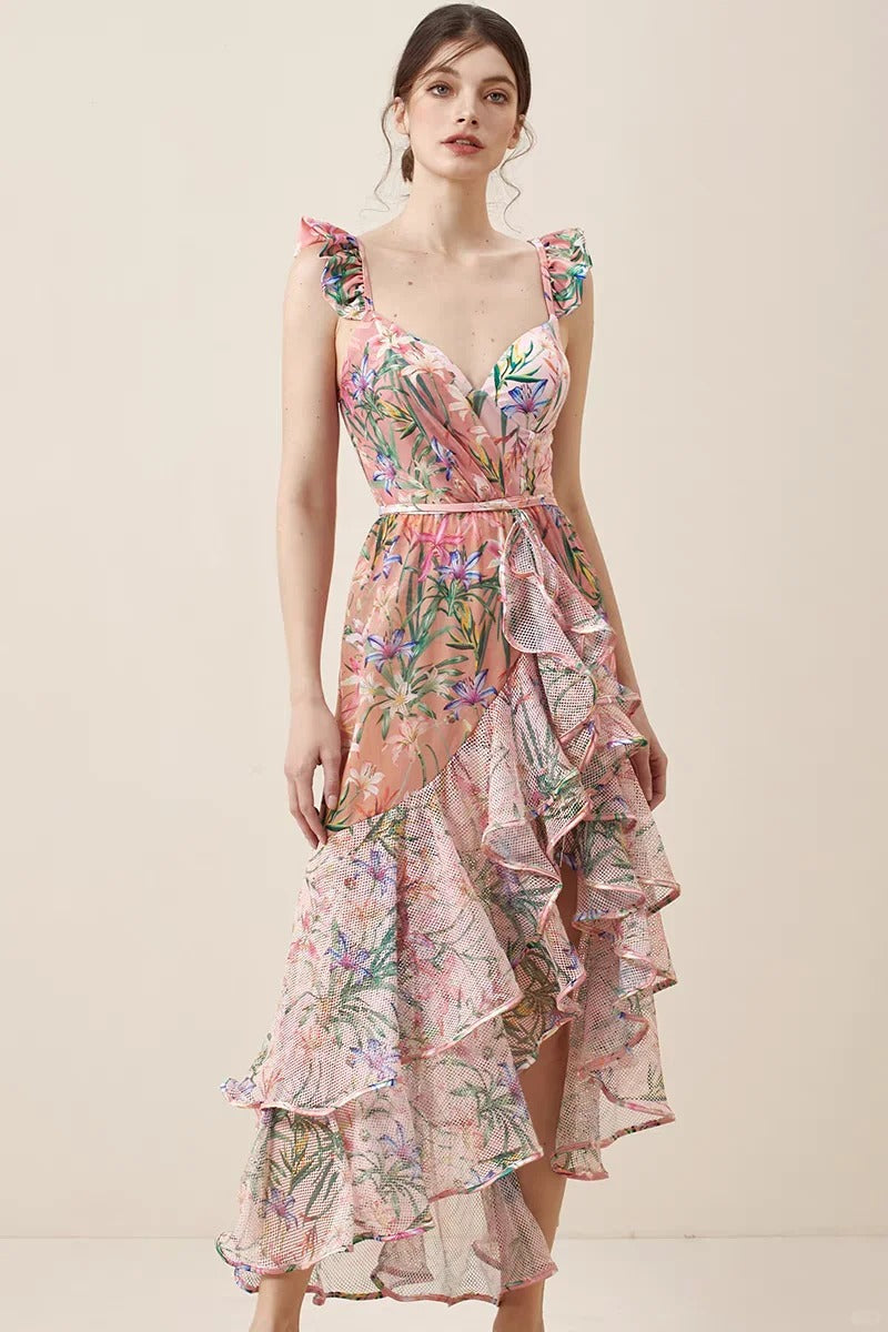 Women’s Vintage Floral Print Swimsuit Set & Ruffled Maxi Skirt